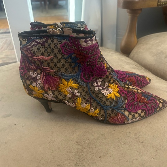 Sam Edelman Shoes - Sam Edelman Embroidered Floral Mesh Ankle Boots - Multicolor